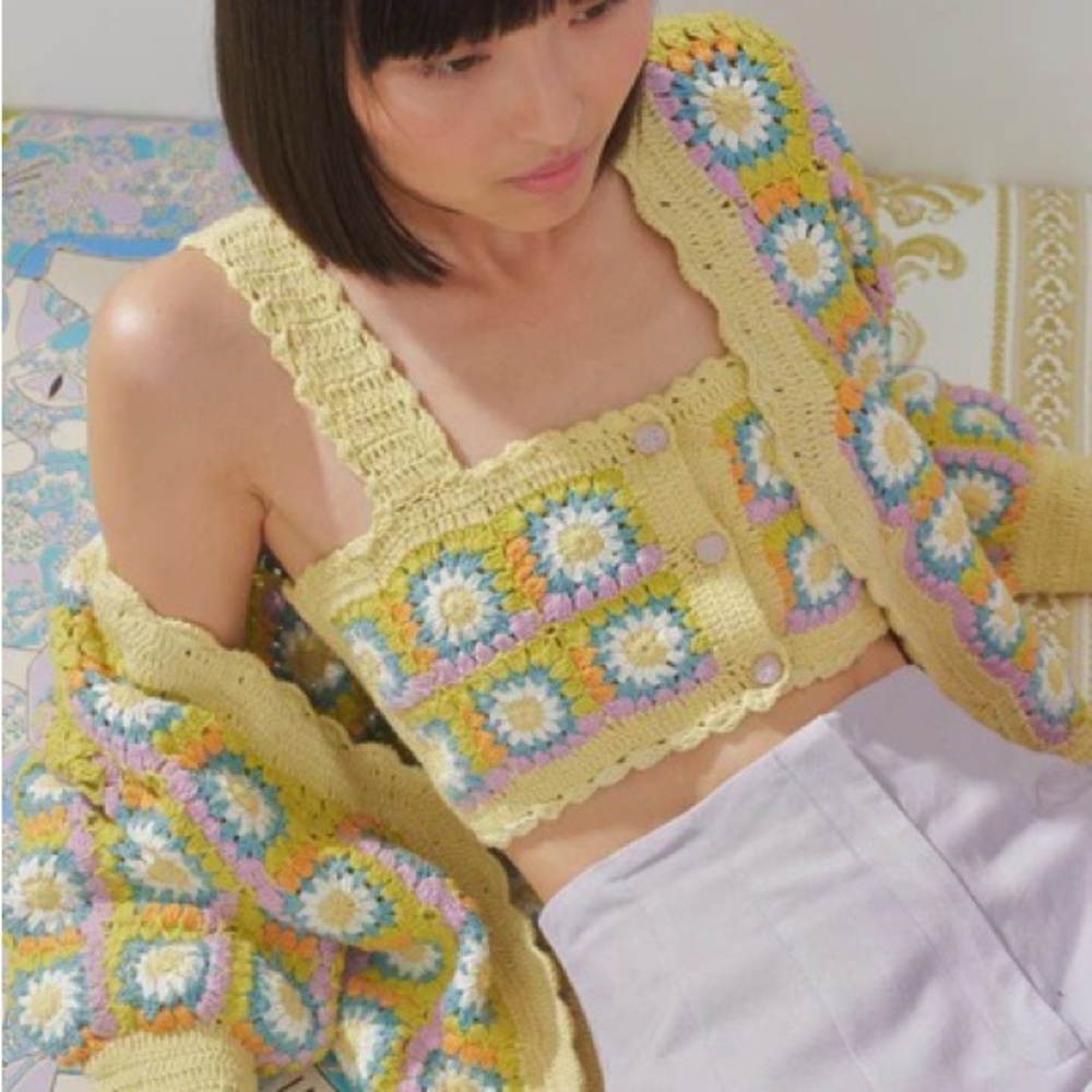 NWT Alemais Petra Colorful Crochet Crop Top Alemais Size 10 (medium)